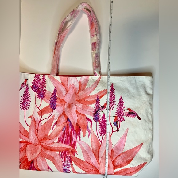Estee Lauder Pink Floral Hummingbird Large Over Night Travel Shopping Tote Bag - Picture 11 of 12